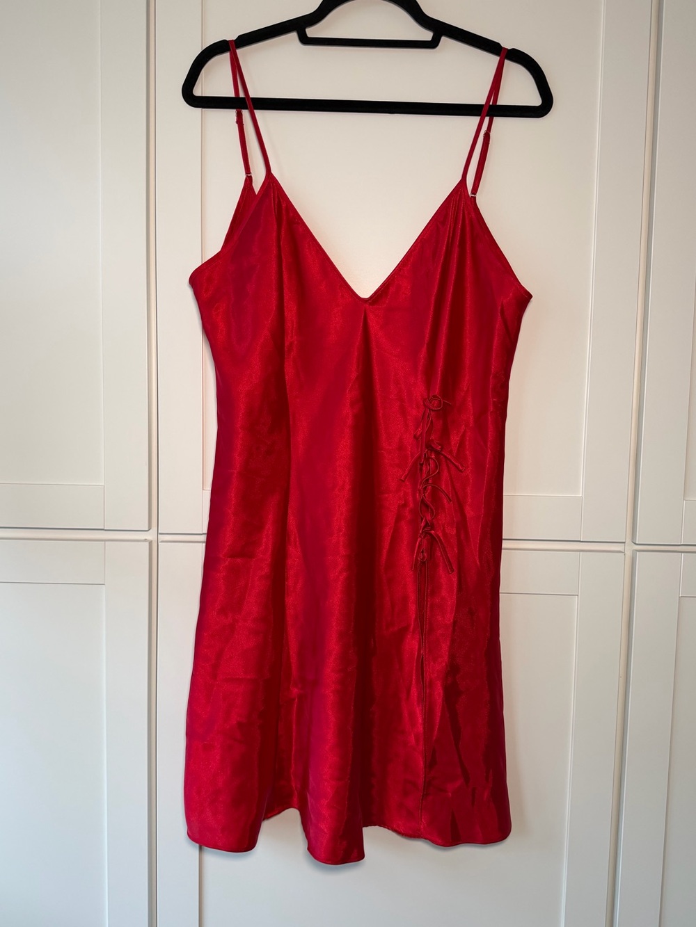 NWOT Frederick’s of Hollywood Red Satin Whimsigoth Romantic Mini Slip Dress